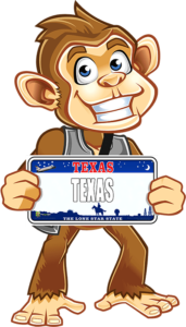 Togo (fun fotos to go mascot) with Texas License Plate