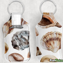 seashell style personalized hand sanitzer holder.