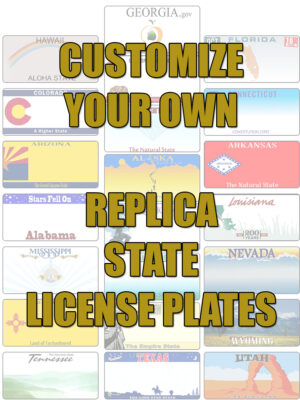 Customizable State Replica License Plates